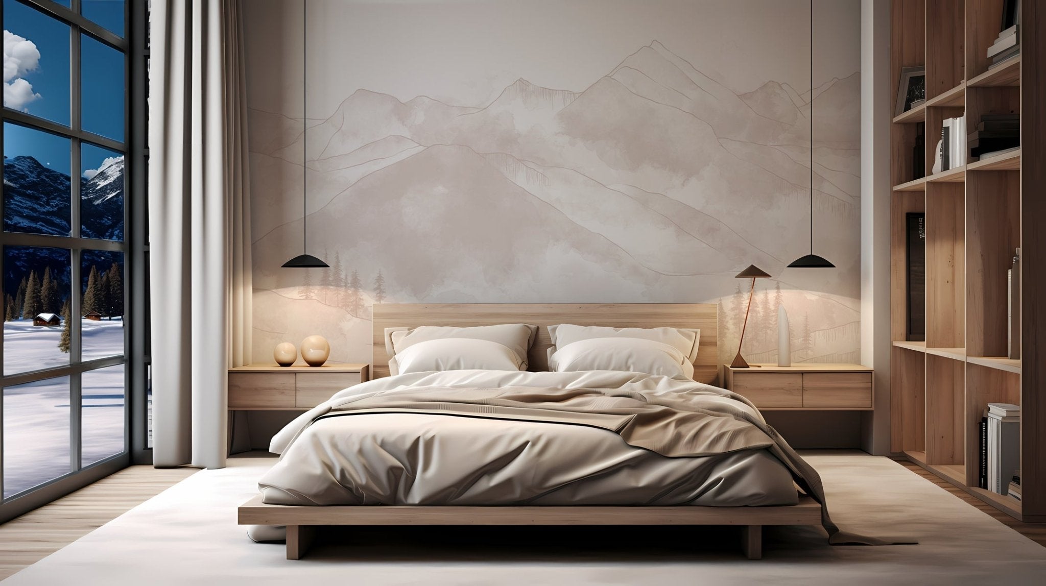 Papier peint panoramique Aravis beige, XXL, tendance