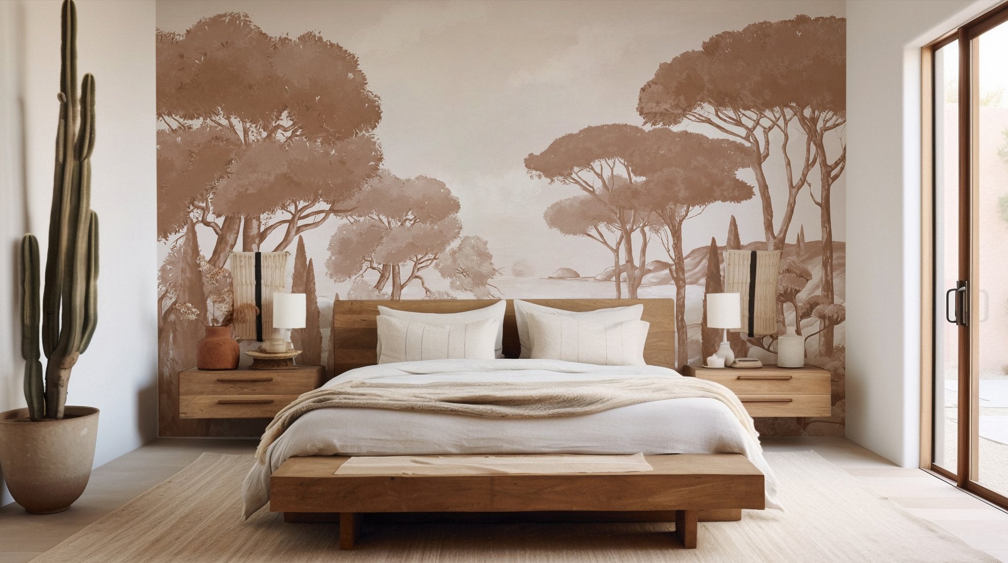 Papier peint balade dans les calanques terracotta, mural concept, tendance