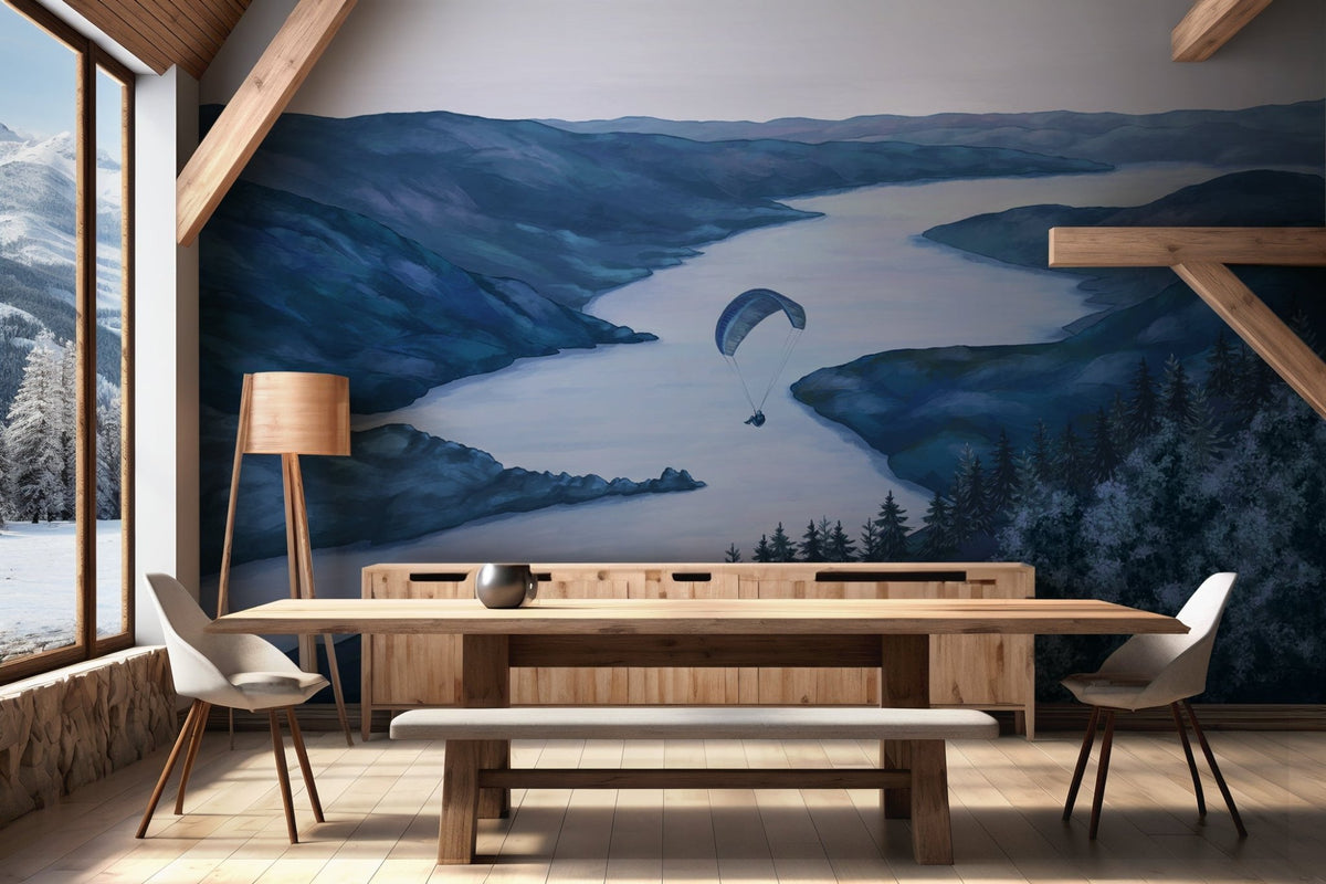 Papier peint col de la Forclaz bleu