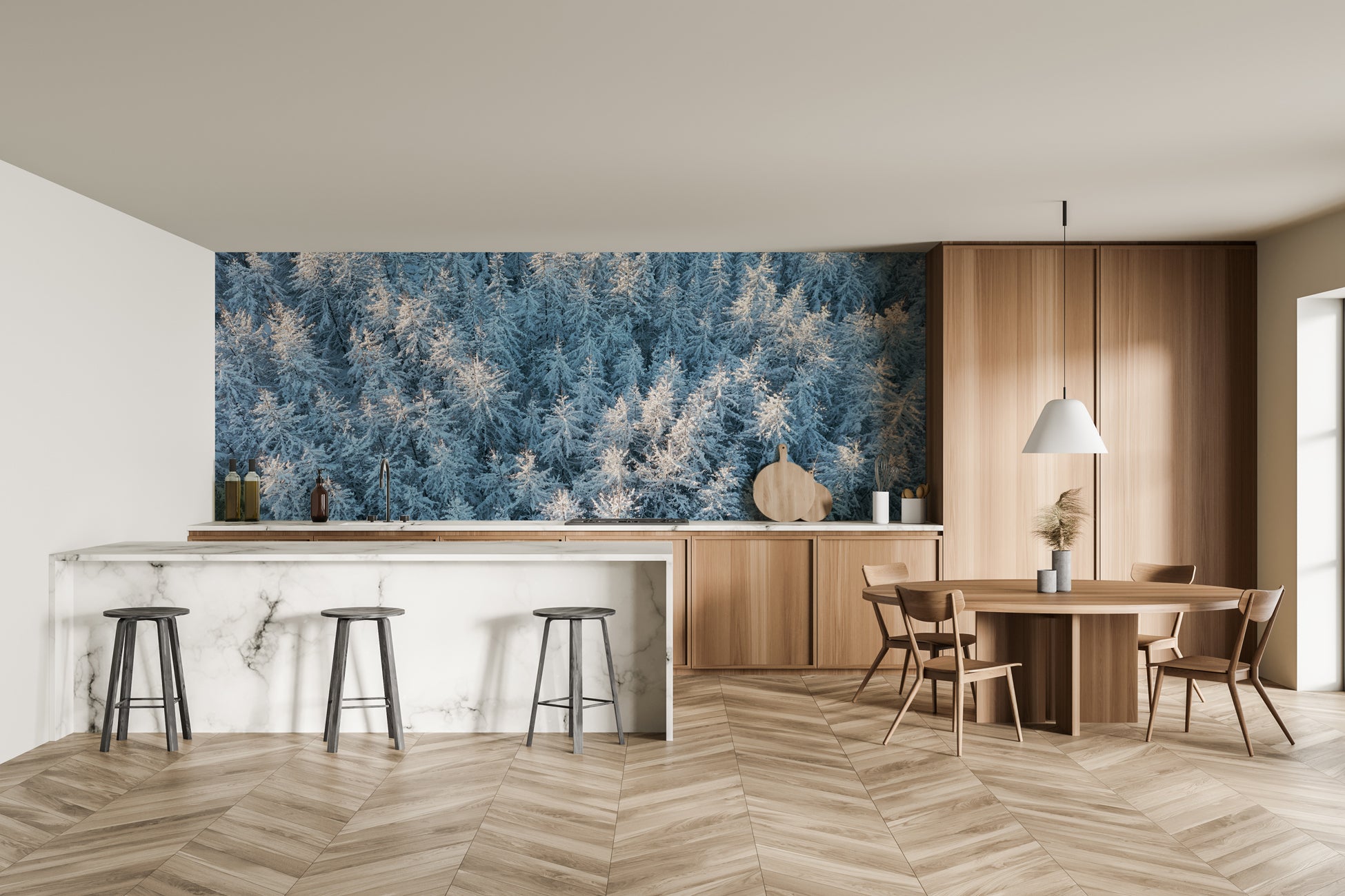 Papier peint forêt cimes Alpines, XXL, tendance