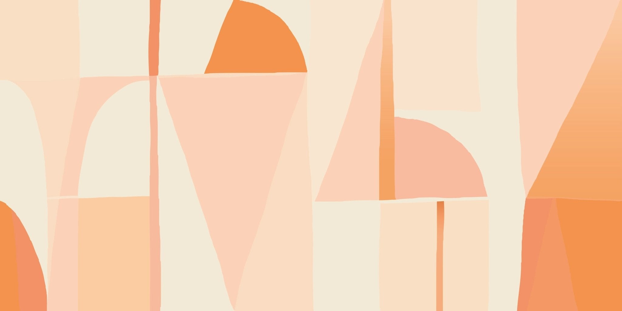 Papier peint abstrait géométrique peach, mural concept, tendance