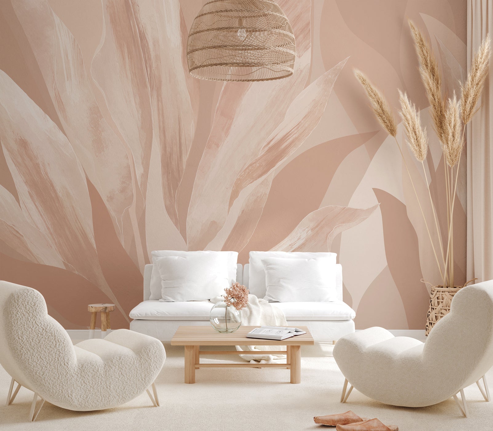 Papier peint étoffe florale nude, mural concept, tendance