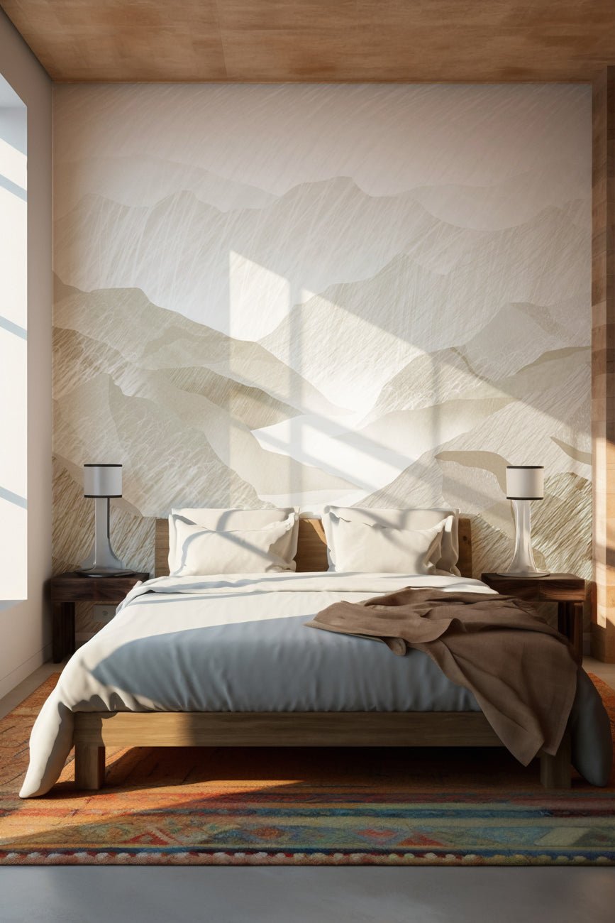 Papier peint illustration montagnes sépia, XXL, tendance