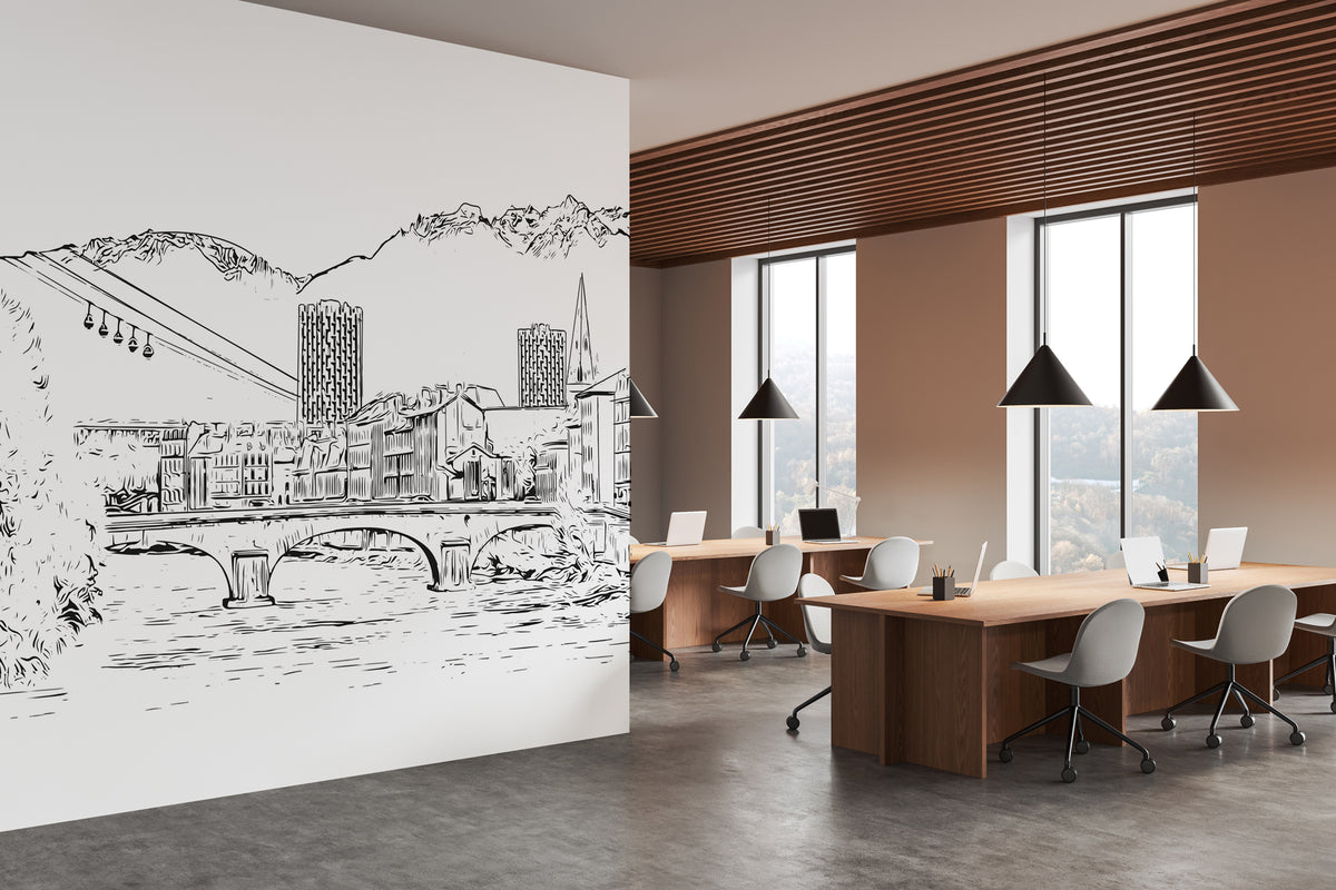 Papier peint téléphérique Grenoble Belledonne