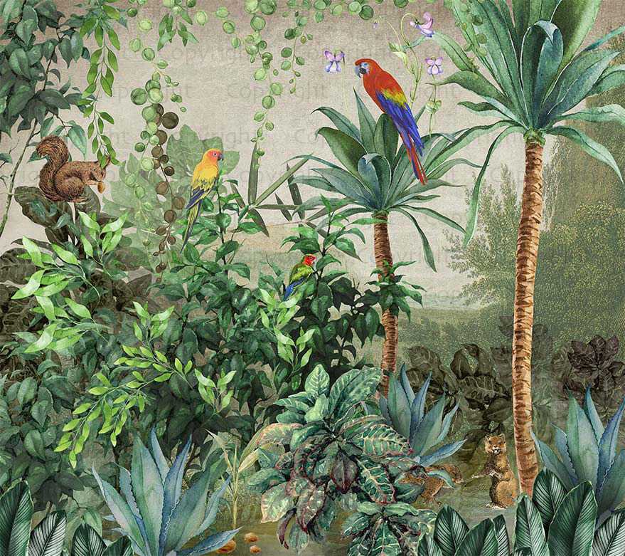 Papier peint Jungle Parrot, XXL, tendance