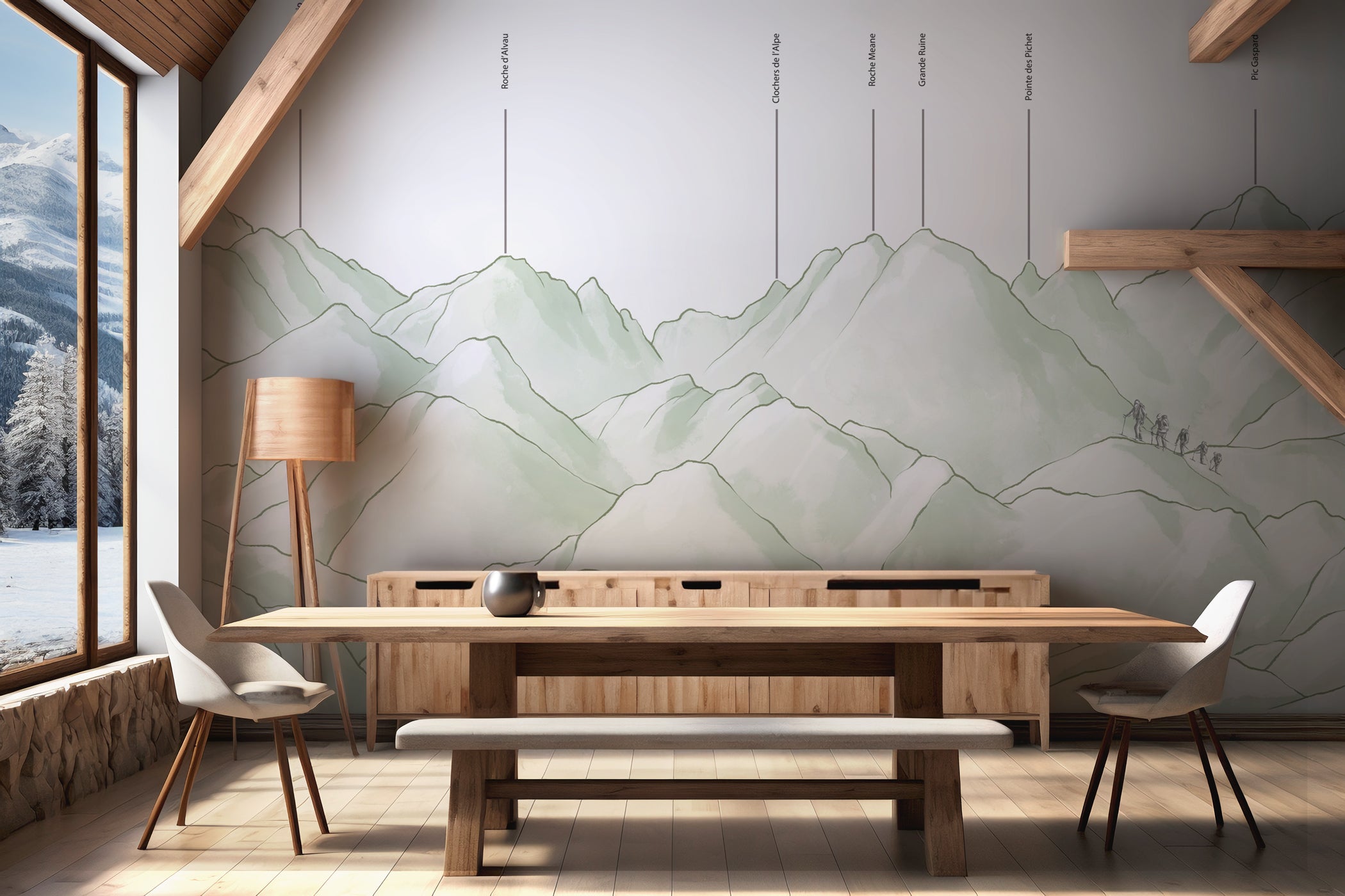 Papier peint massif des Écrins vert, XXL, tendance