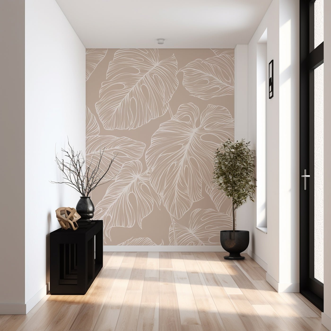Papier peint feuille monstera sable, XXL, tendance
