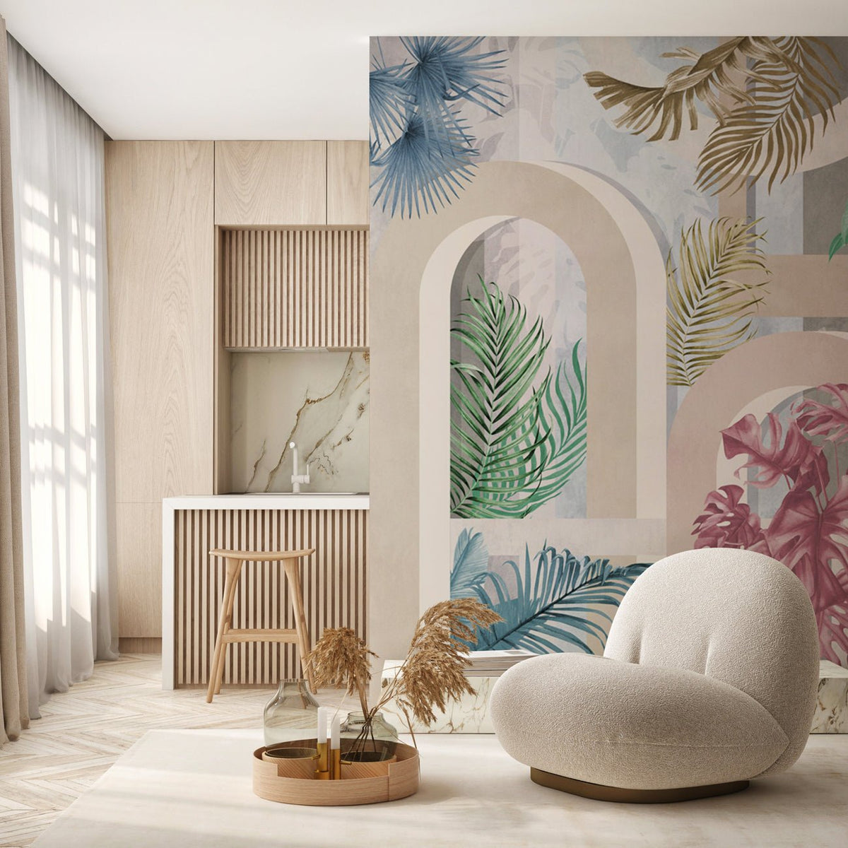 Papier peint tendance arche colorée