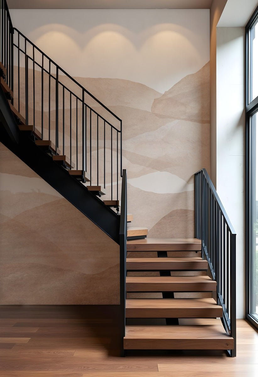 papier peint montagne escalier