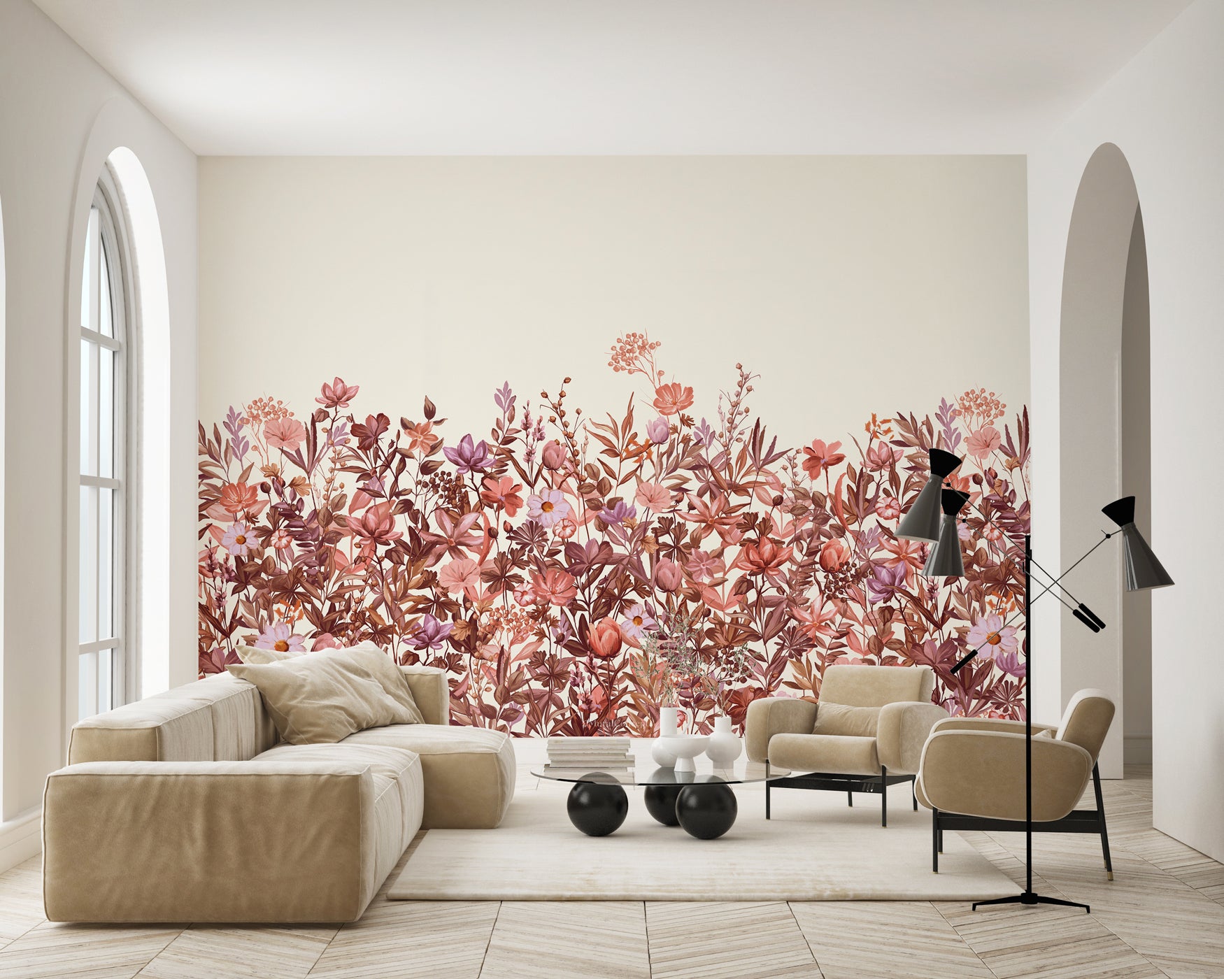 décor mural floral sur mesure - art mural panoramique