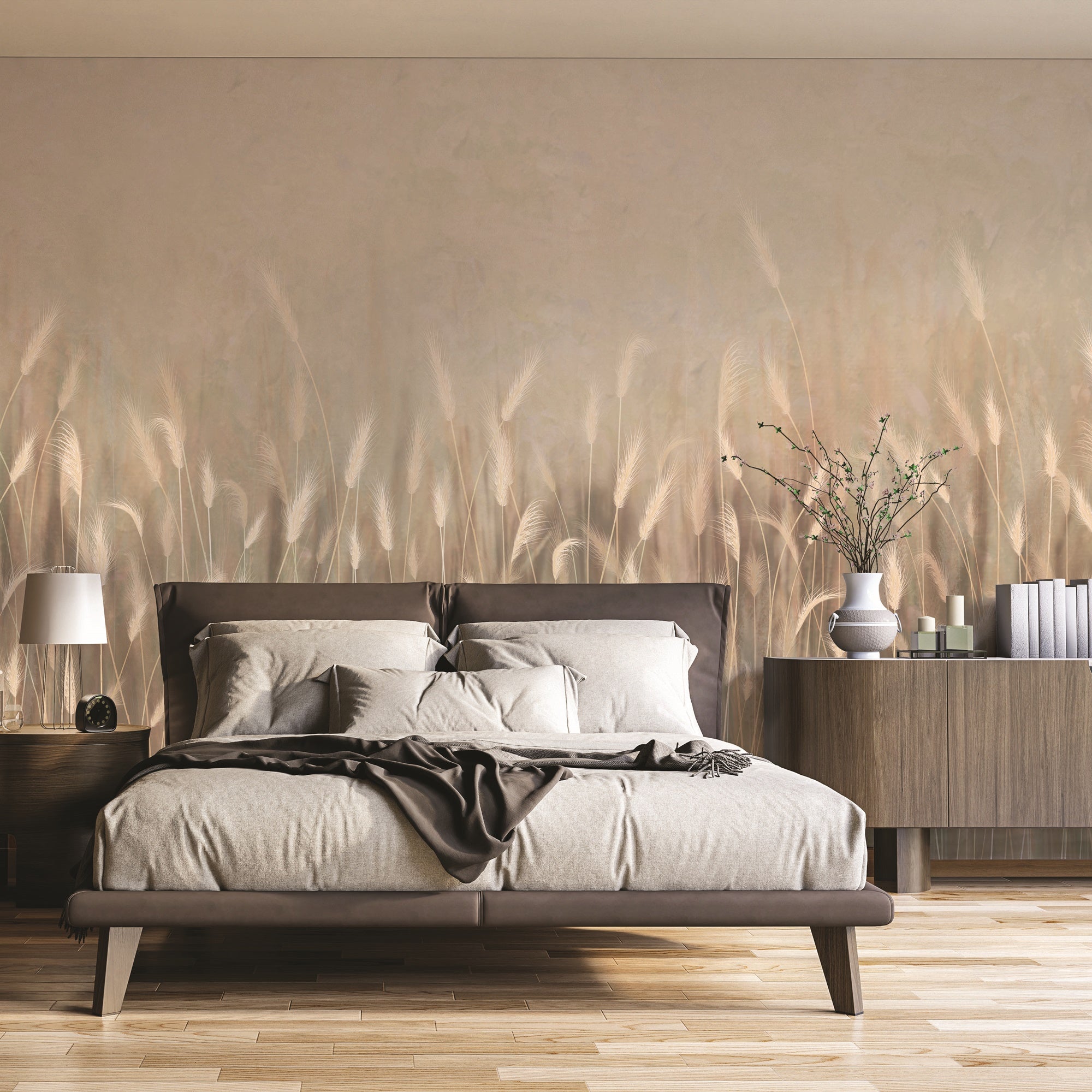 Papier peint panoramique herbes sauvages, mural concept, tendance