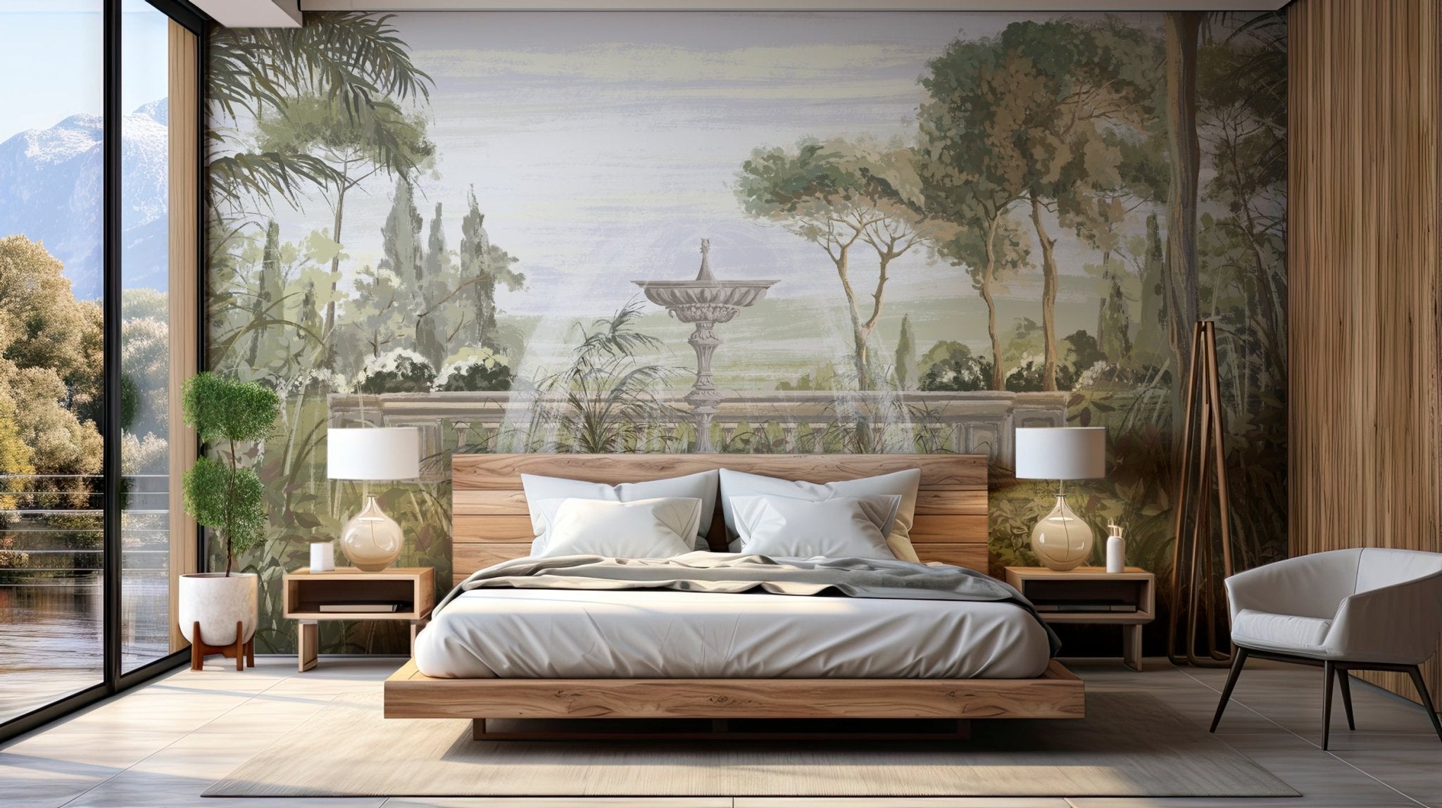 Papier peint paysage jardin ancien, XXL, tendance