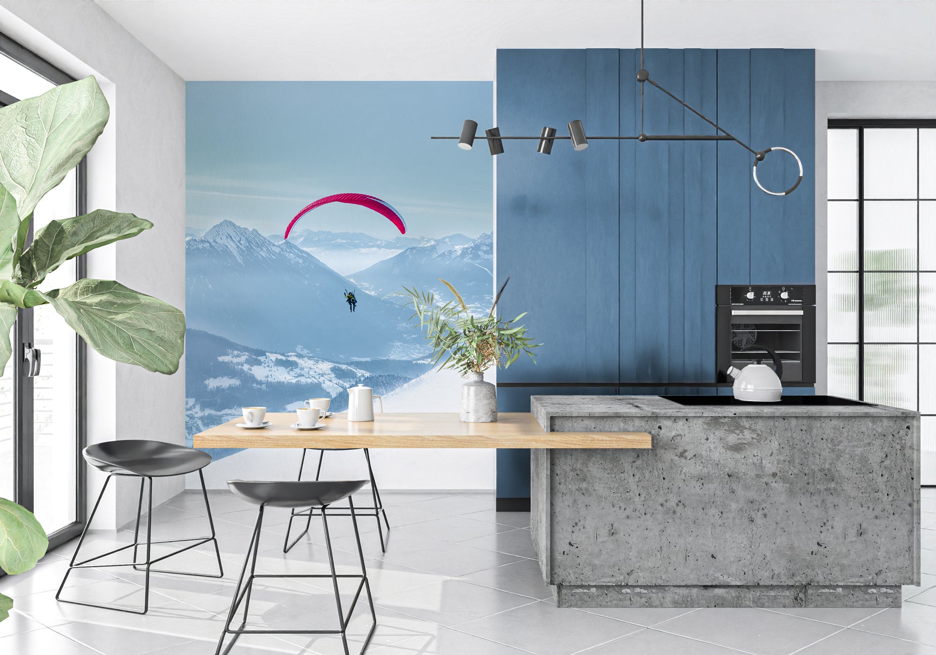 Papier peint photo montagne fly in the Alps bleu, XXL, tendance