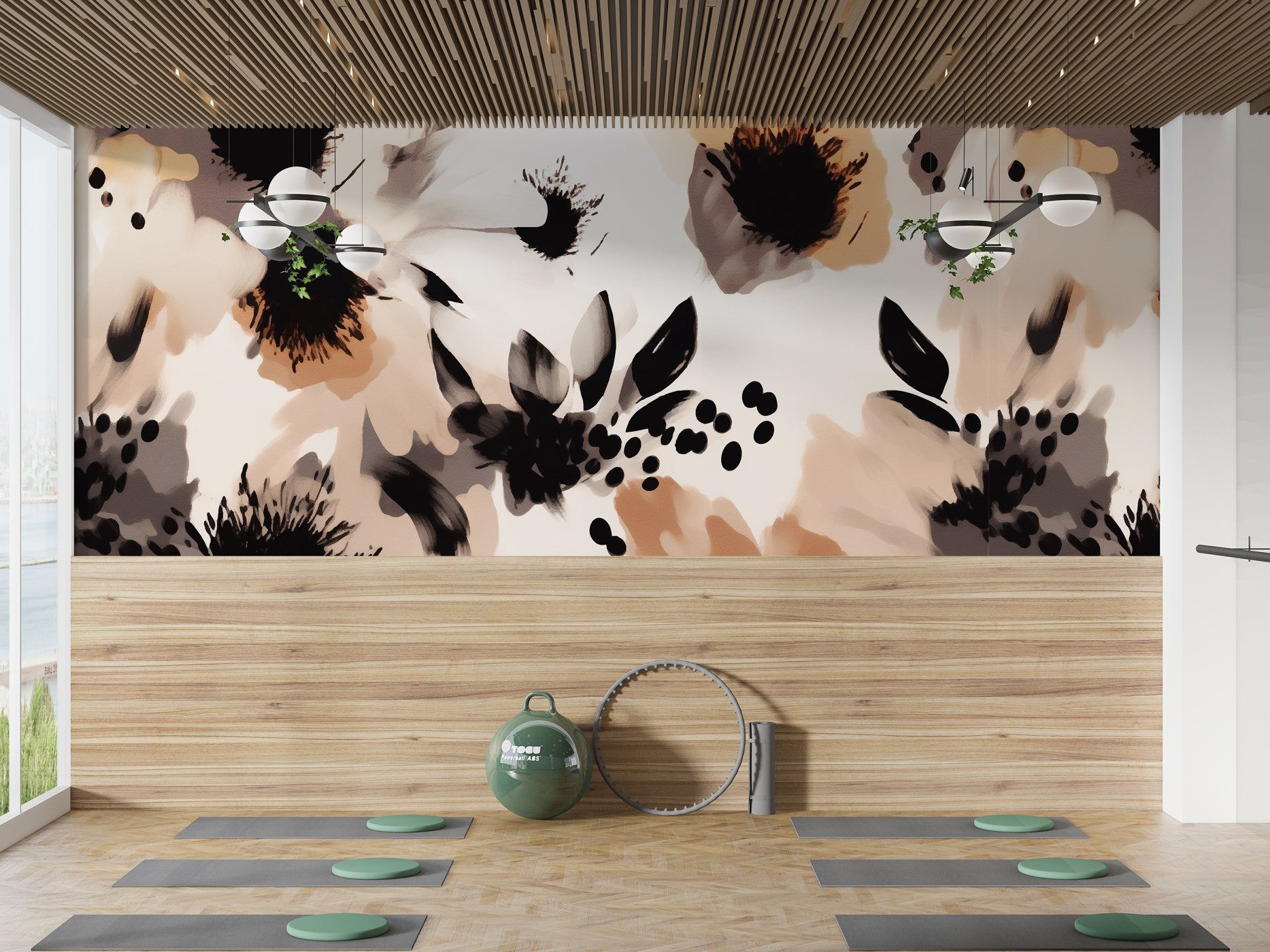 Papier peint fleur hypnotique, mural concept, tendance