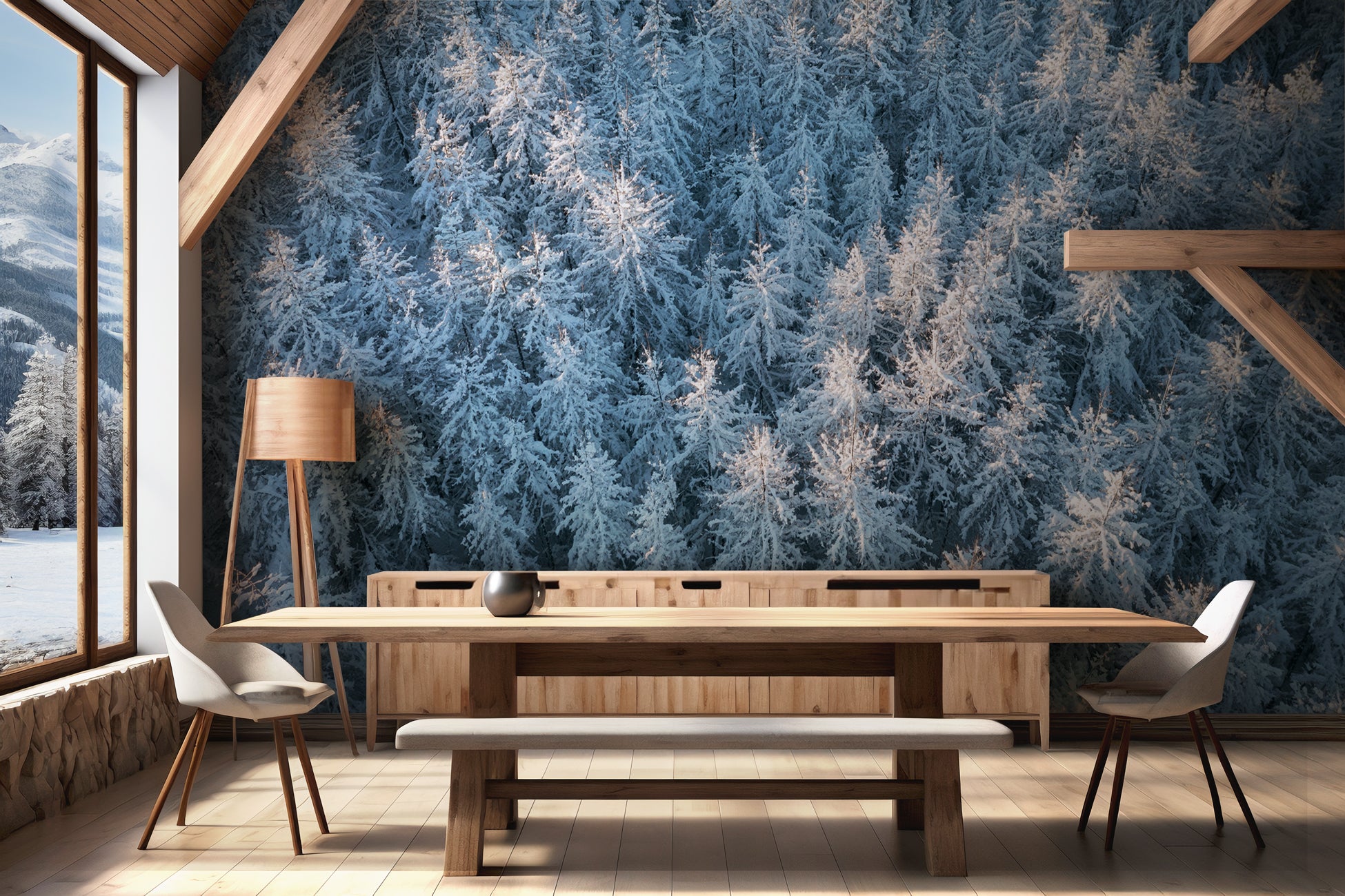 Papier peint forêt cimes Alpines, XXL, tendance