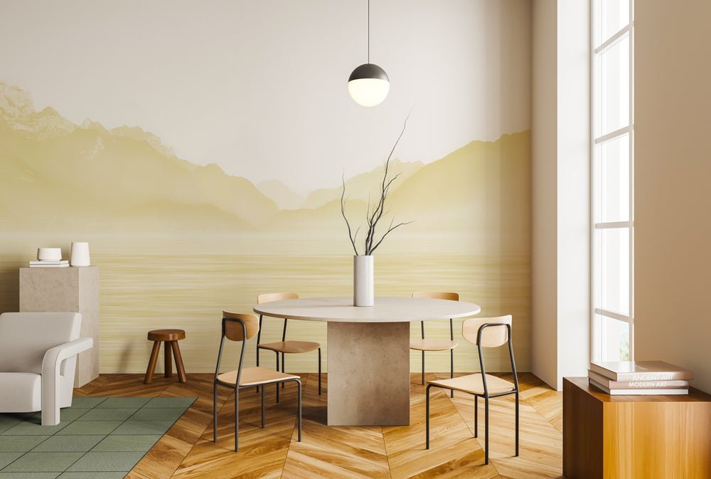 Papier peint Annecy et son lac paisible jaune, mural concept, tendance