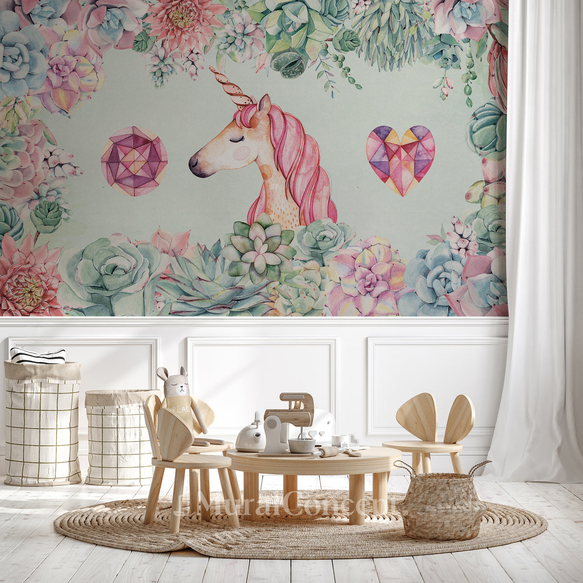 Papier peint Licorne & Flower
