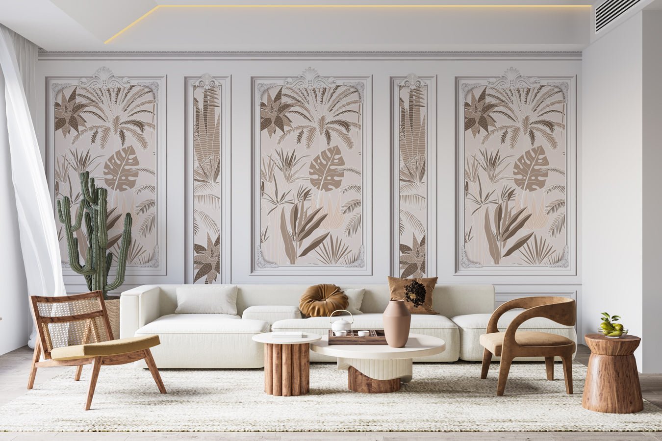 Papier peint moulure Haussmann végétal - papier peint sur mesure francais - muralconcept