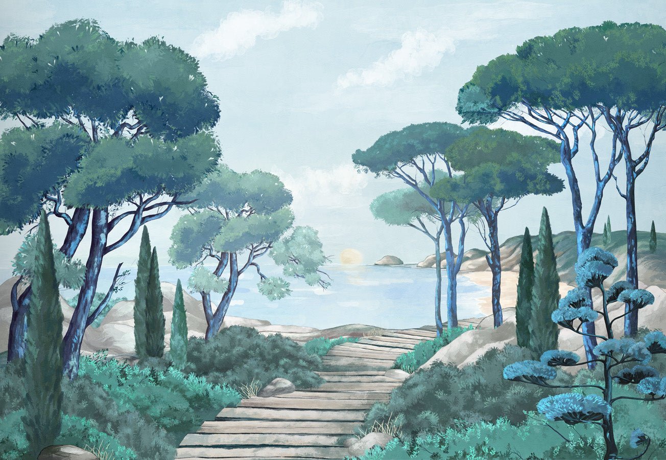 Papier peint balade dans les calanques, mural concept, tendance