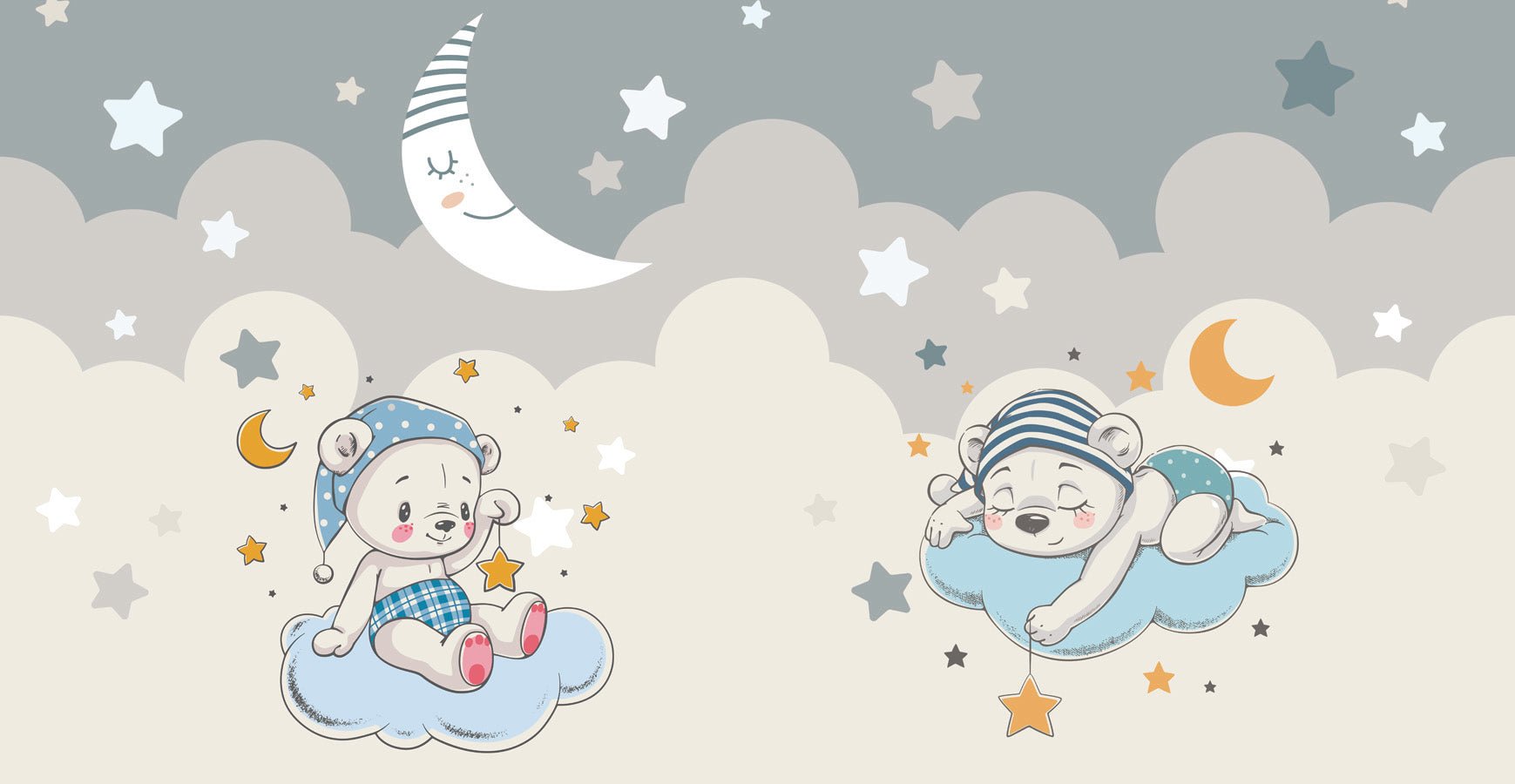 Papier peint Bébés Oursons rêveurs, mural concept, tendance