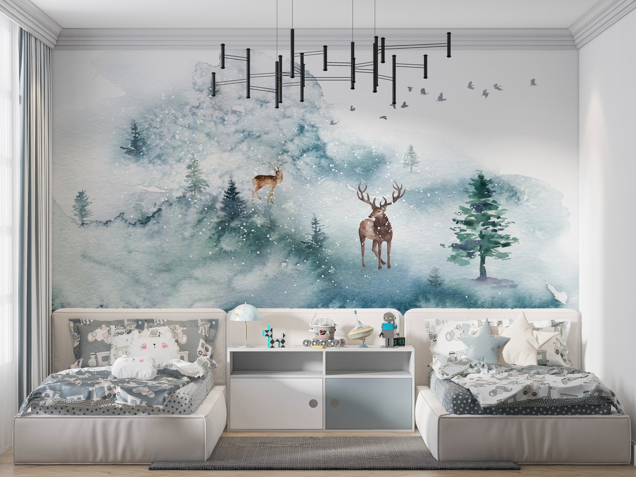 Papier peint Cerf & Scandinave - panoramique français