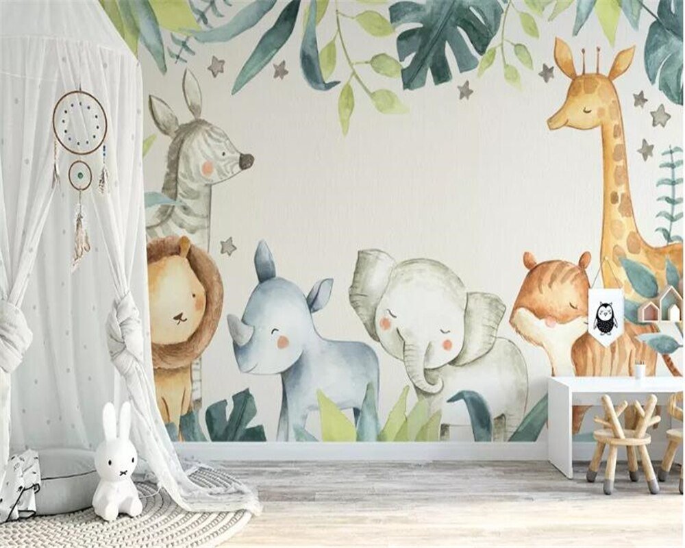 Papier peint Animaux de la jungle pour enfant - papier peint sur mesure francais - muralconcept