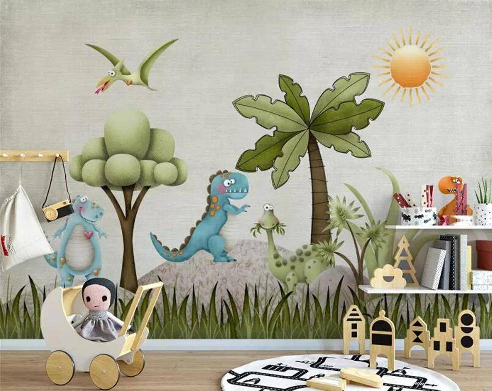 Papier peint Dinosaures rigolos - papier peint sur mesure francais - muralconcept
