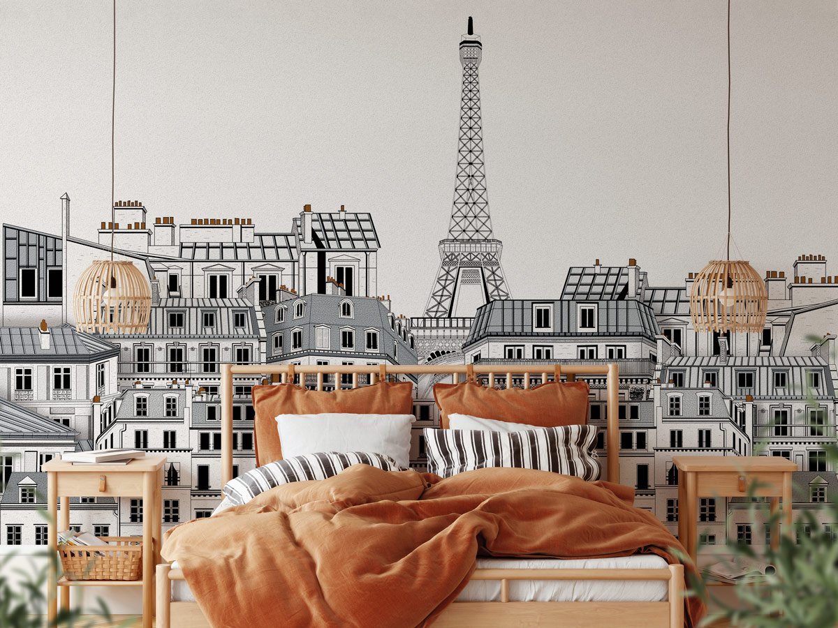 Papier peint Français les toits Parisiens - papier peint sur mesure francais - muralconcept