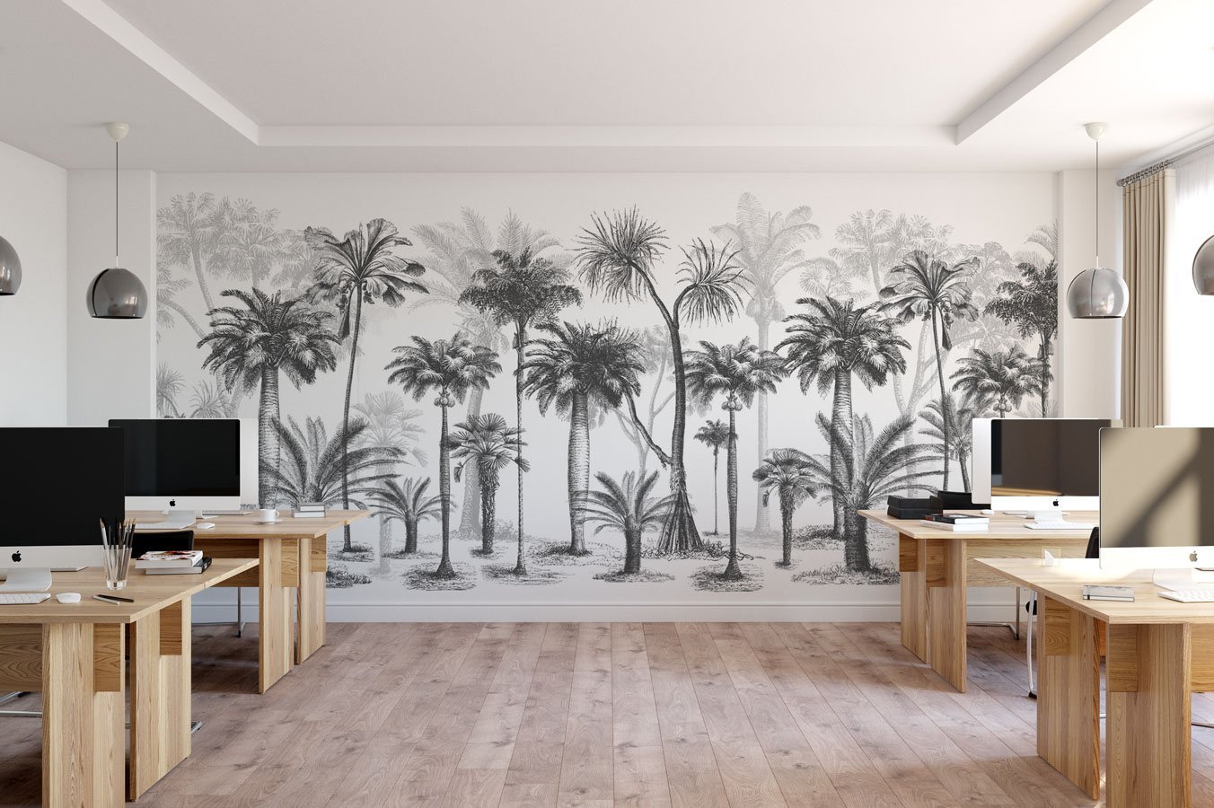 Papier peint Jungle Black & White - papier peint sur mesure francais - muralconcept