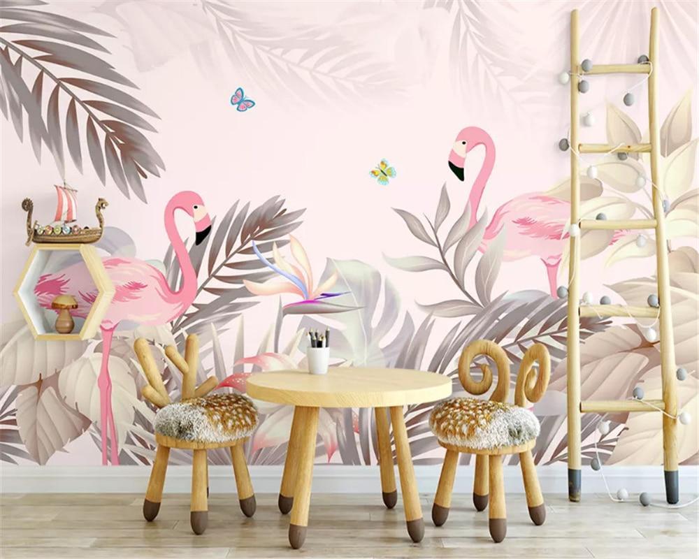 Papier peint Palm & Flamant Rose - papier peint sur mesure francais - muralconcept