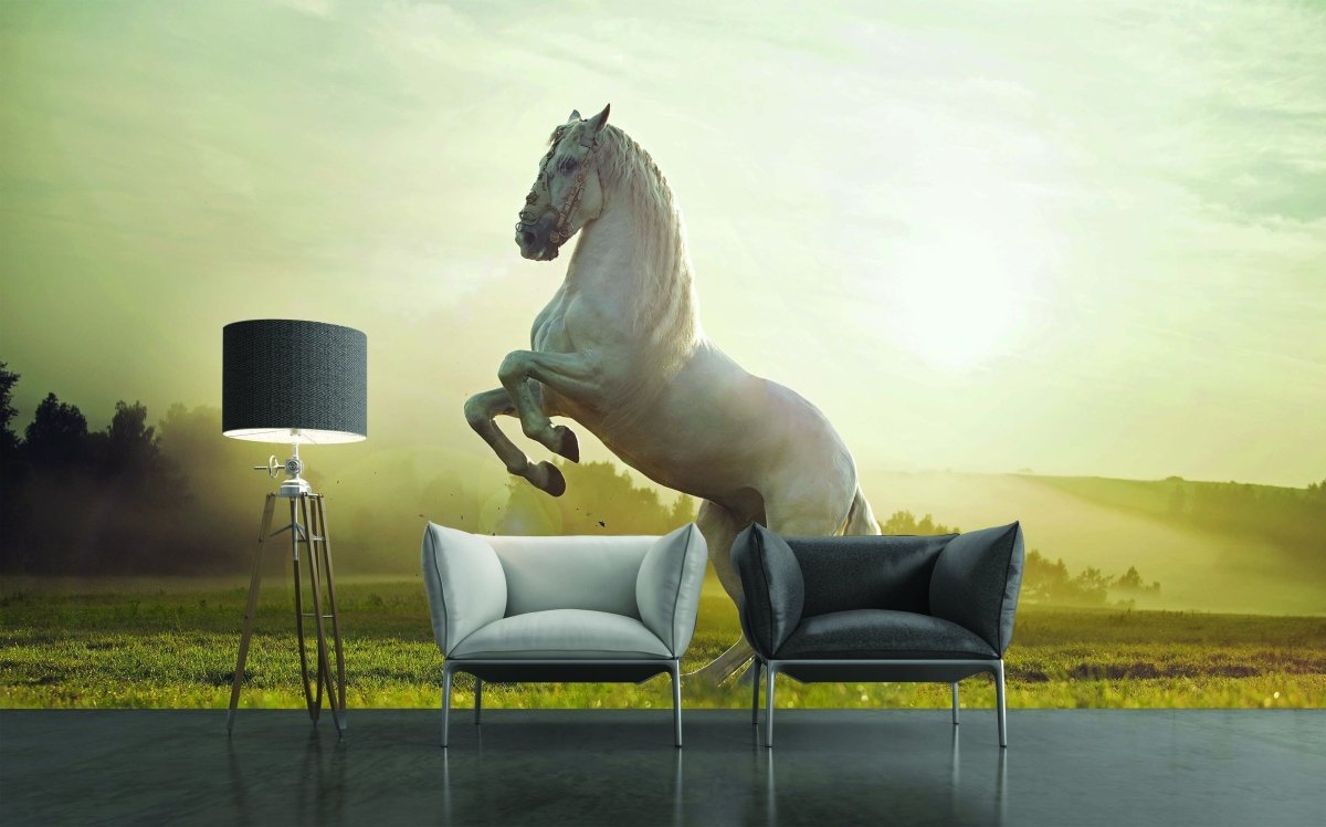 Papier peint panoramique cheval princier - papier peint sur mesure francais - muralconcept