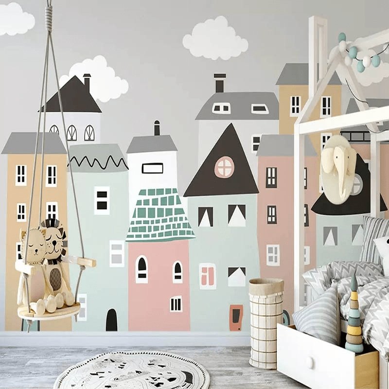 Papier peint panoramique city kids - papier peint sur mesure francais - muralconcept