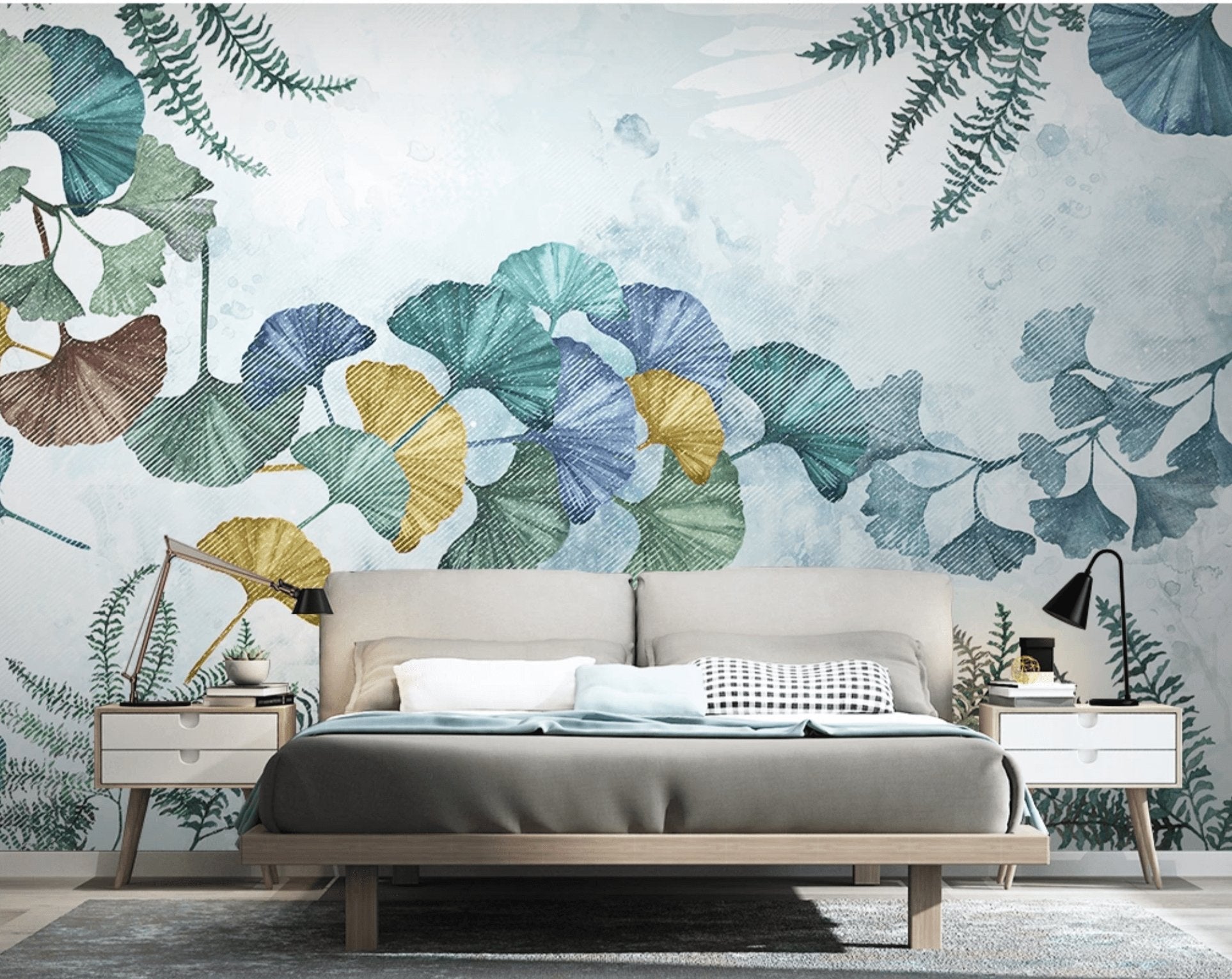 Papier peint panoramique ginkgo biloba japon - papier peint sur mesure francais - muralconcept