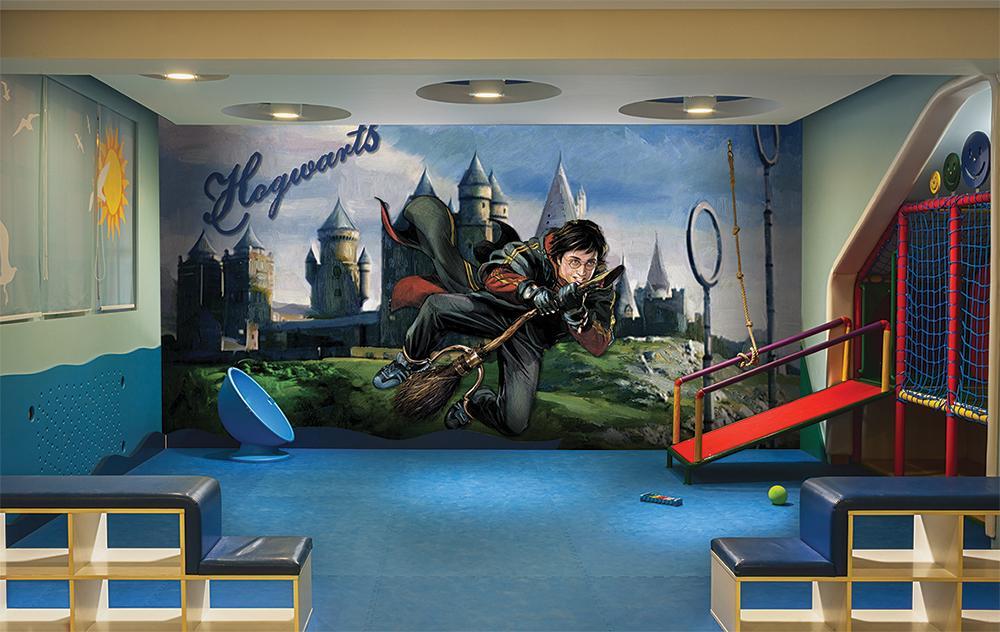 Papier peint panoramique Harry Potter match de quidditch peinture - papier peint sur mesure francais - muralconcept