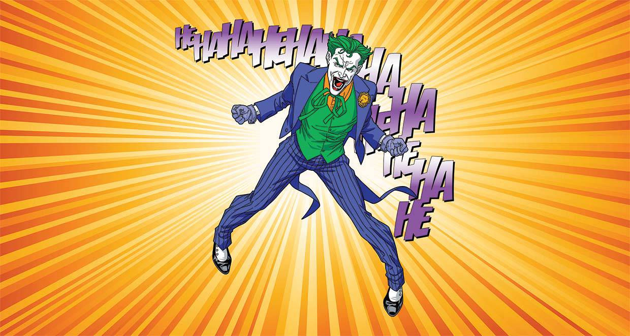 Papier peint panoramique joker BD orange - papier peint sur mesure francais - muralconcept