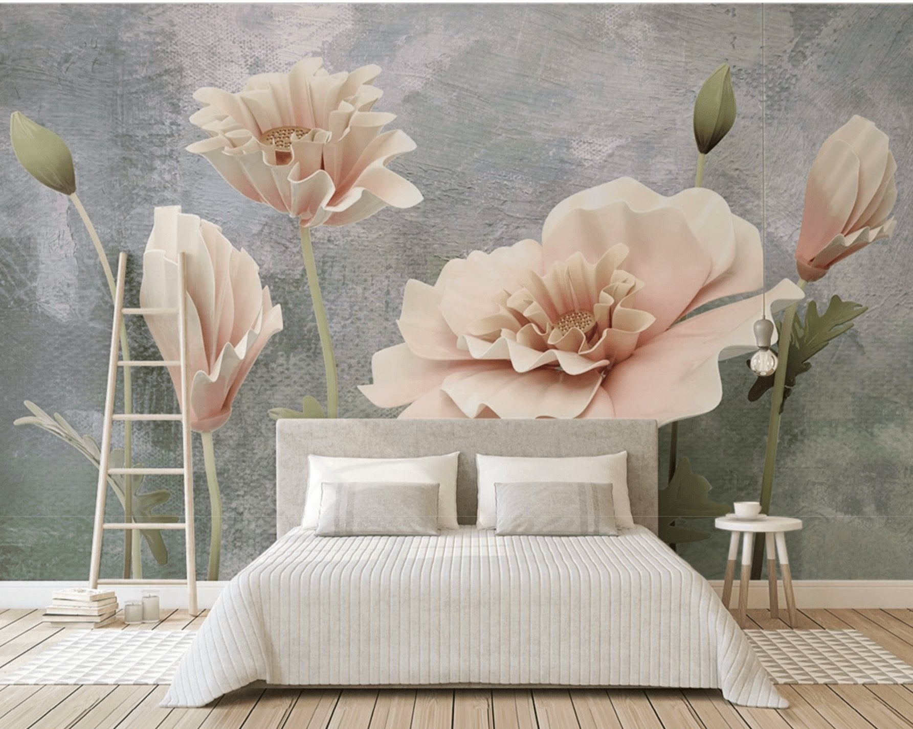 Papier peint panoramique Romantique Flower - papier peint sur mesure francais - muralconcept