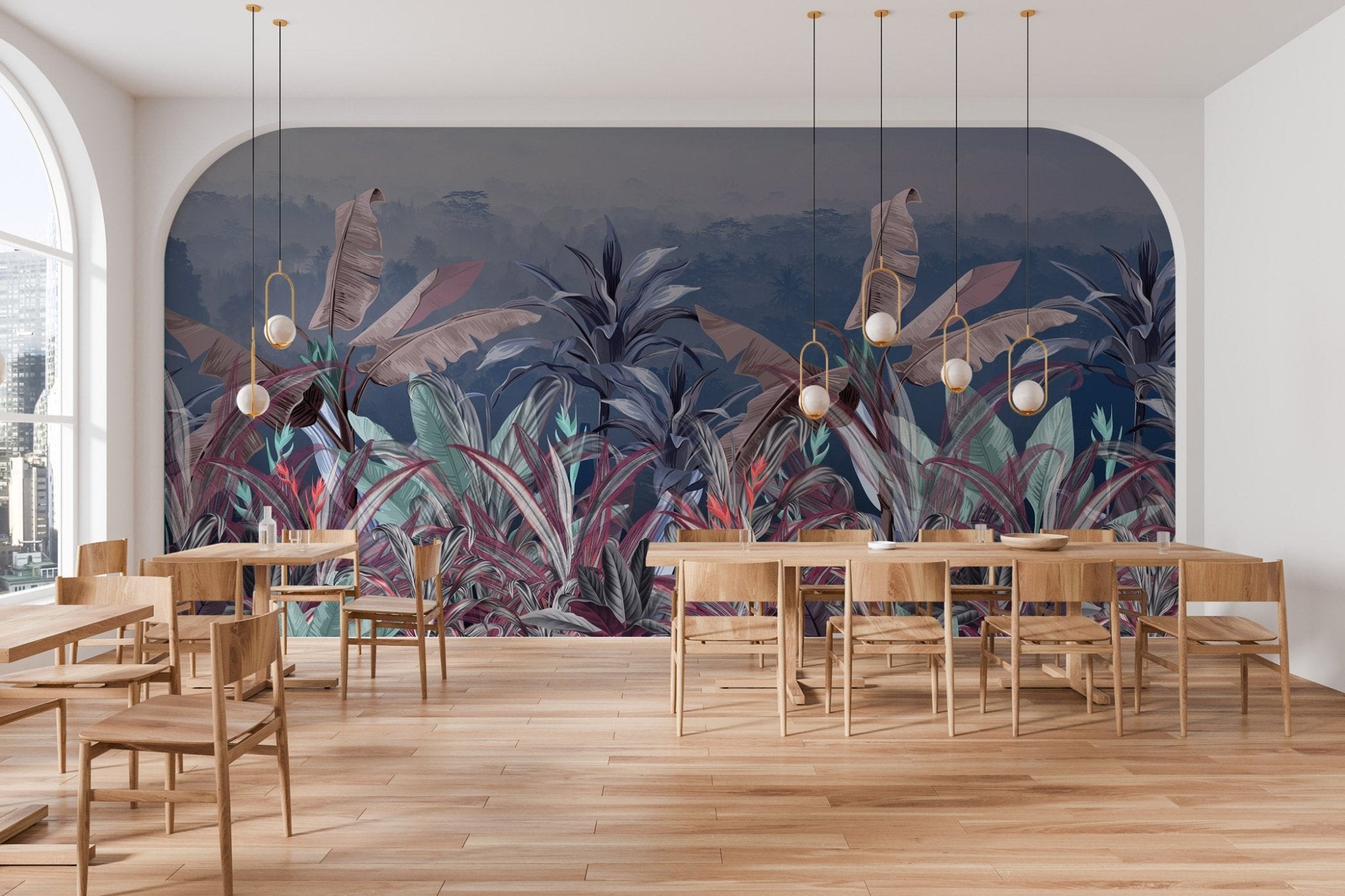 Papier peint panoramique éclat botanique, mural concept, tendance