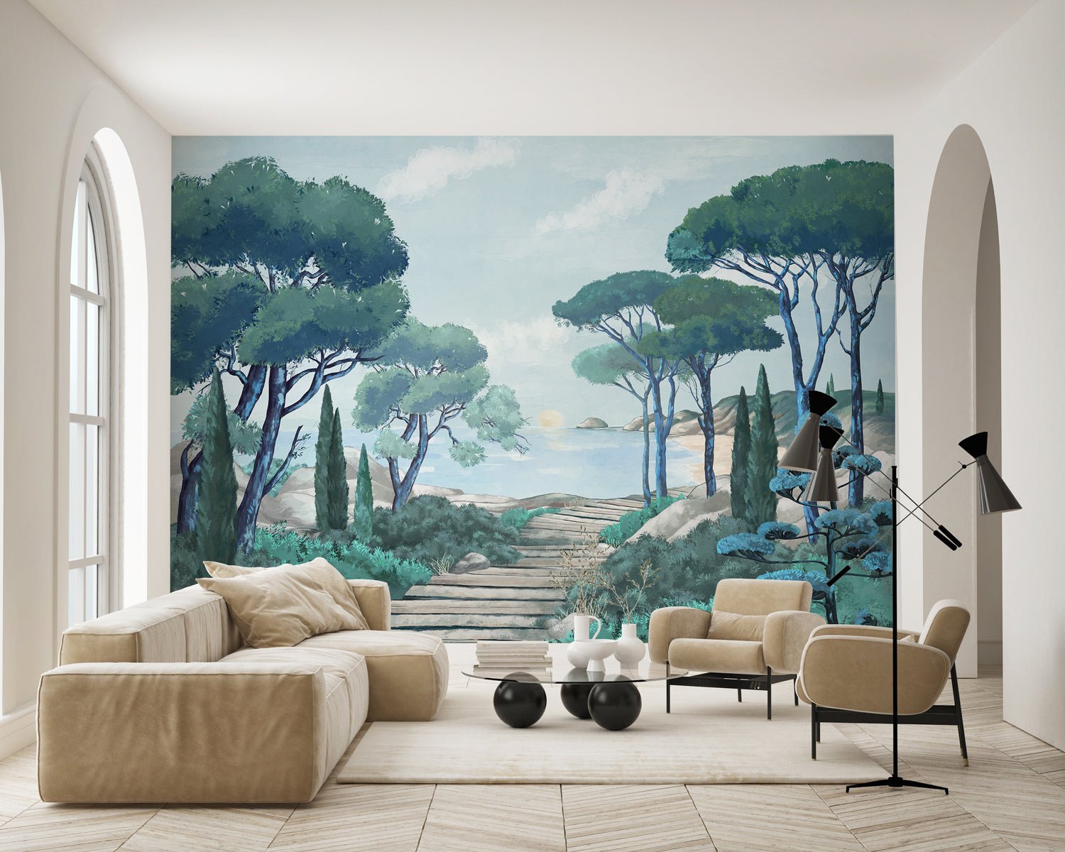 Papier peint balade dans les calanques, mural concept, tendance