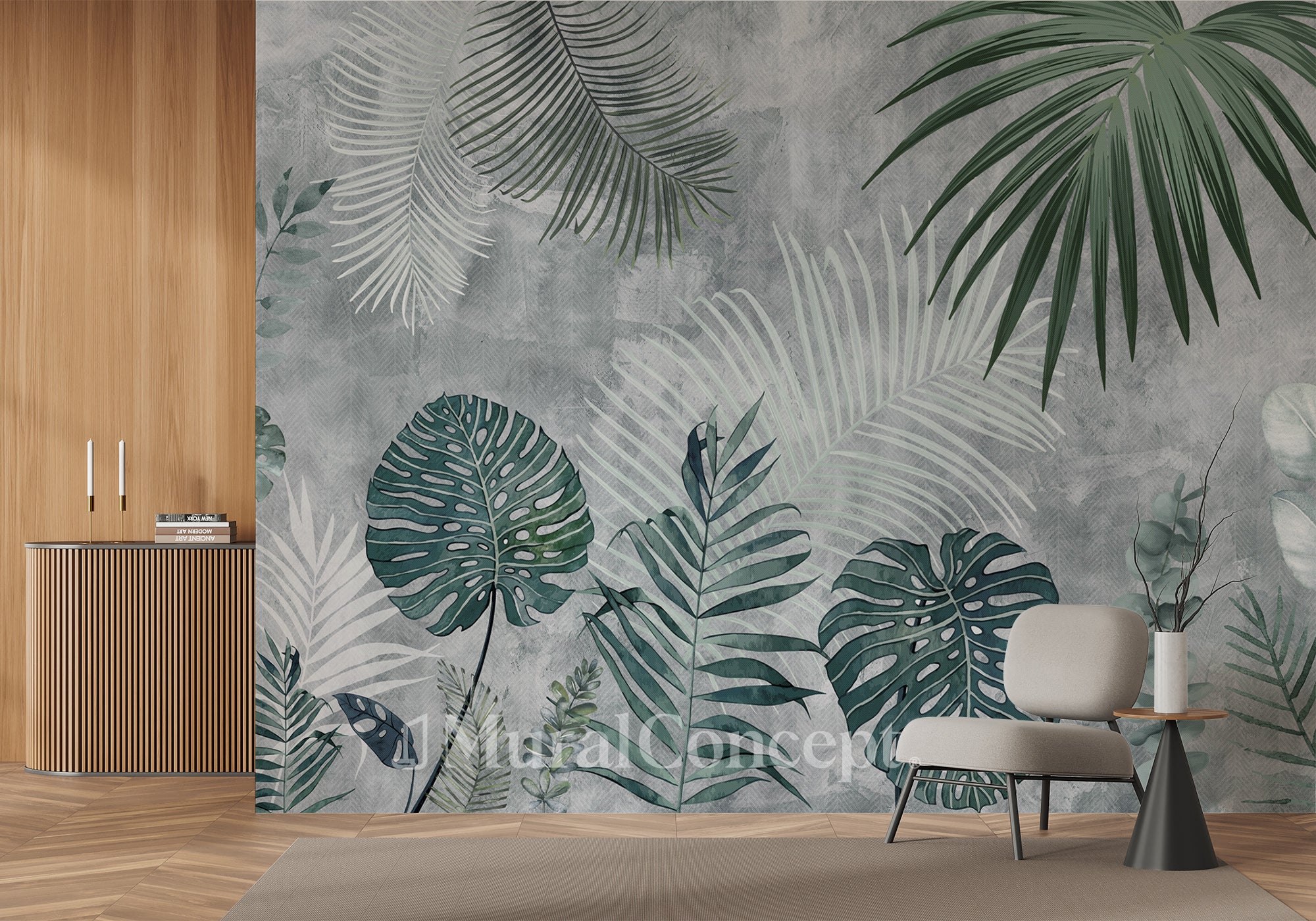 Papier peint Biophilic Jungle Monochrome - panoramique français