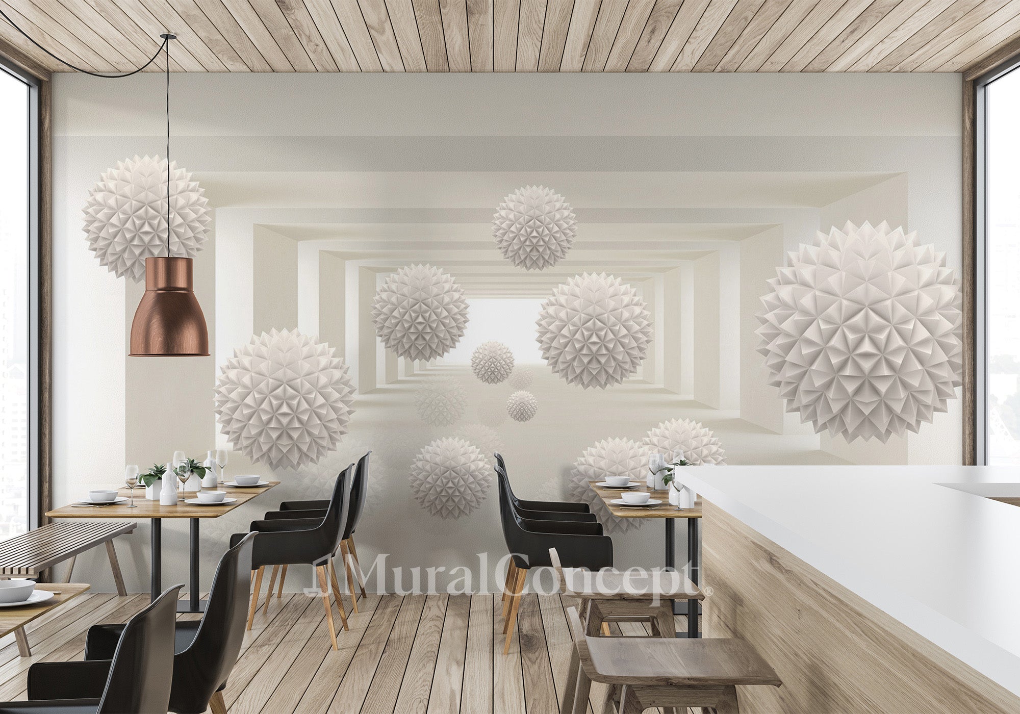 Papier peint bistrot trompe l'œil moderne conception - décor mural français