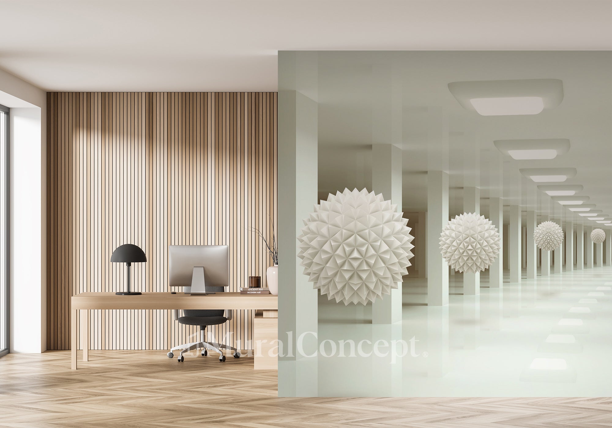 Papier peint bureau 3D Boule Aérienne - décor mural français