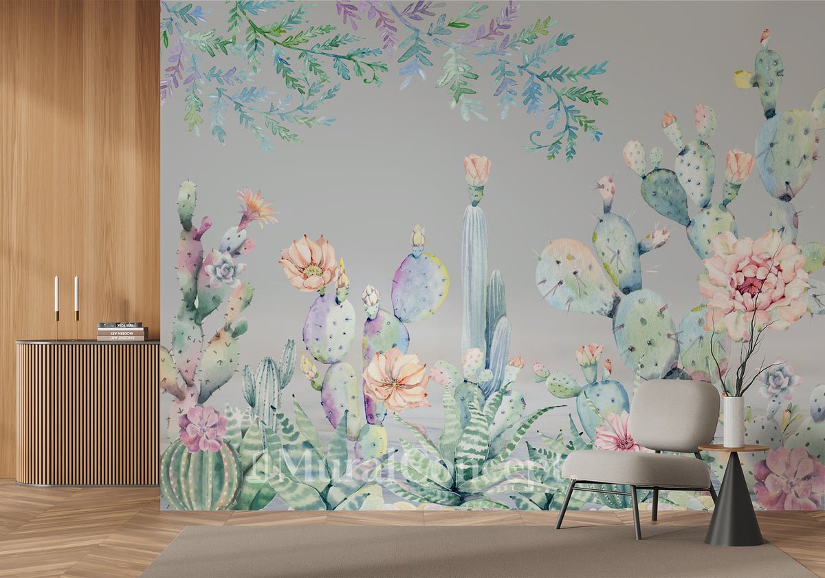Papier peint Cactus colorés
