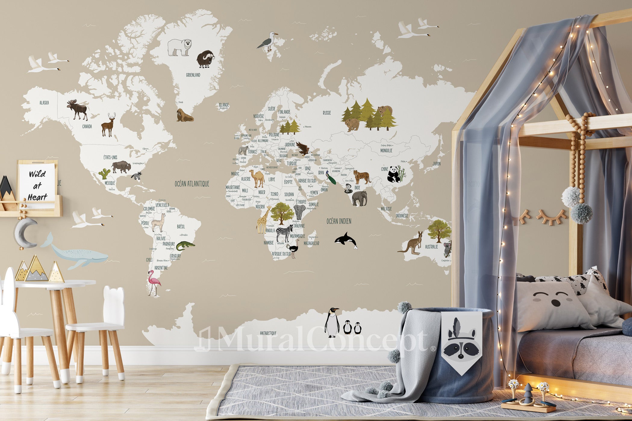 map monde chambre enfant papier peint muralconcept