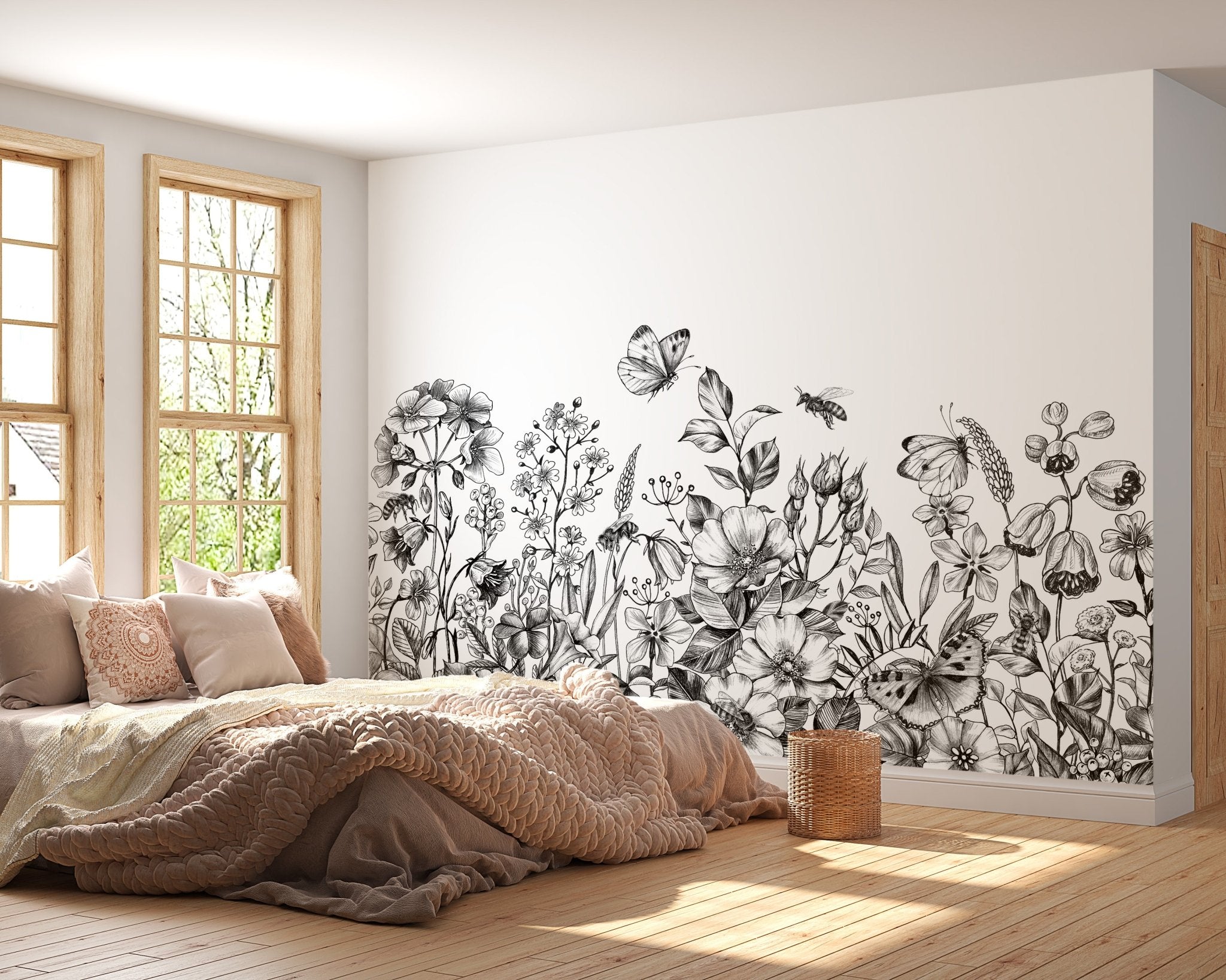 Papier peint champêtre fleur - panoramique français