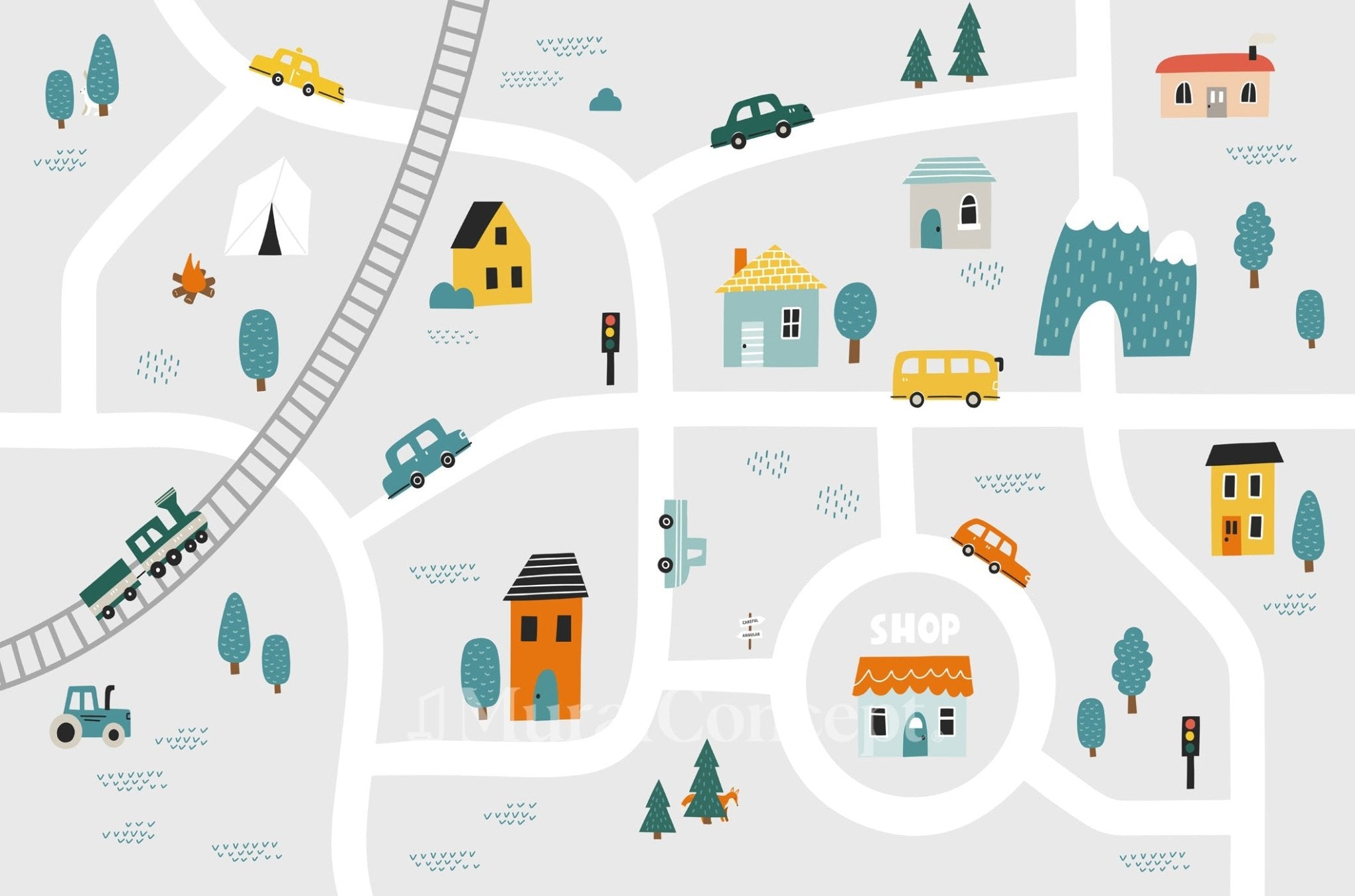 Papier peint enfant circuit automobile - panoramique français