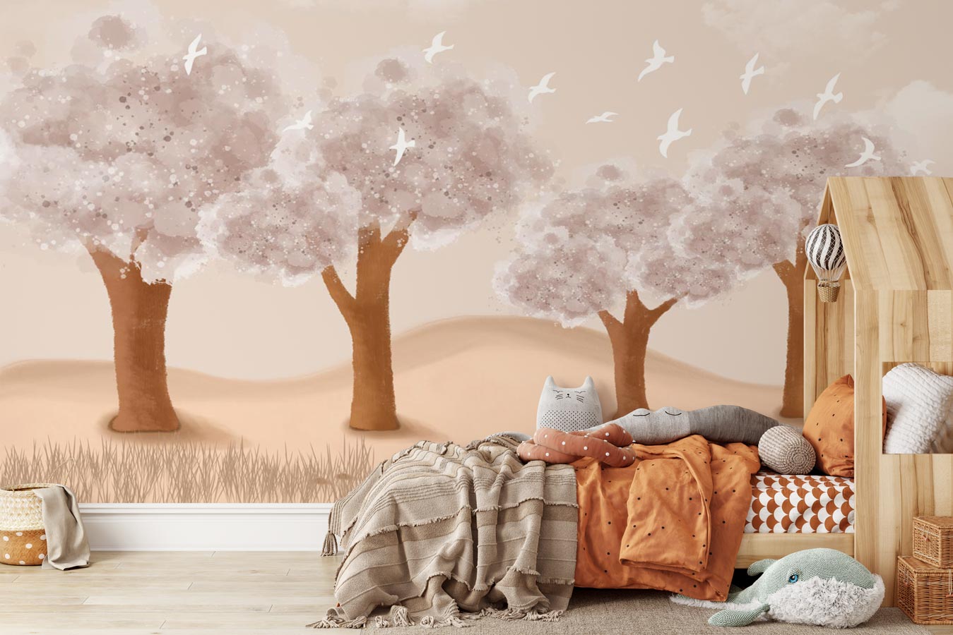Papier peint enfant tendre savane - papier peint sur mesure francais - muralconcept
