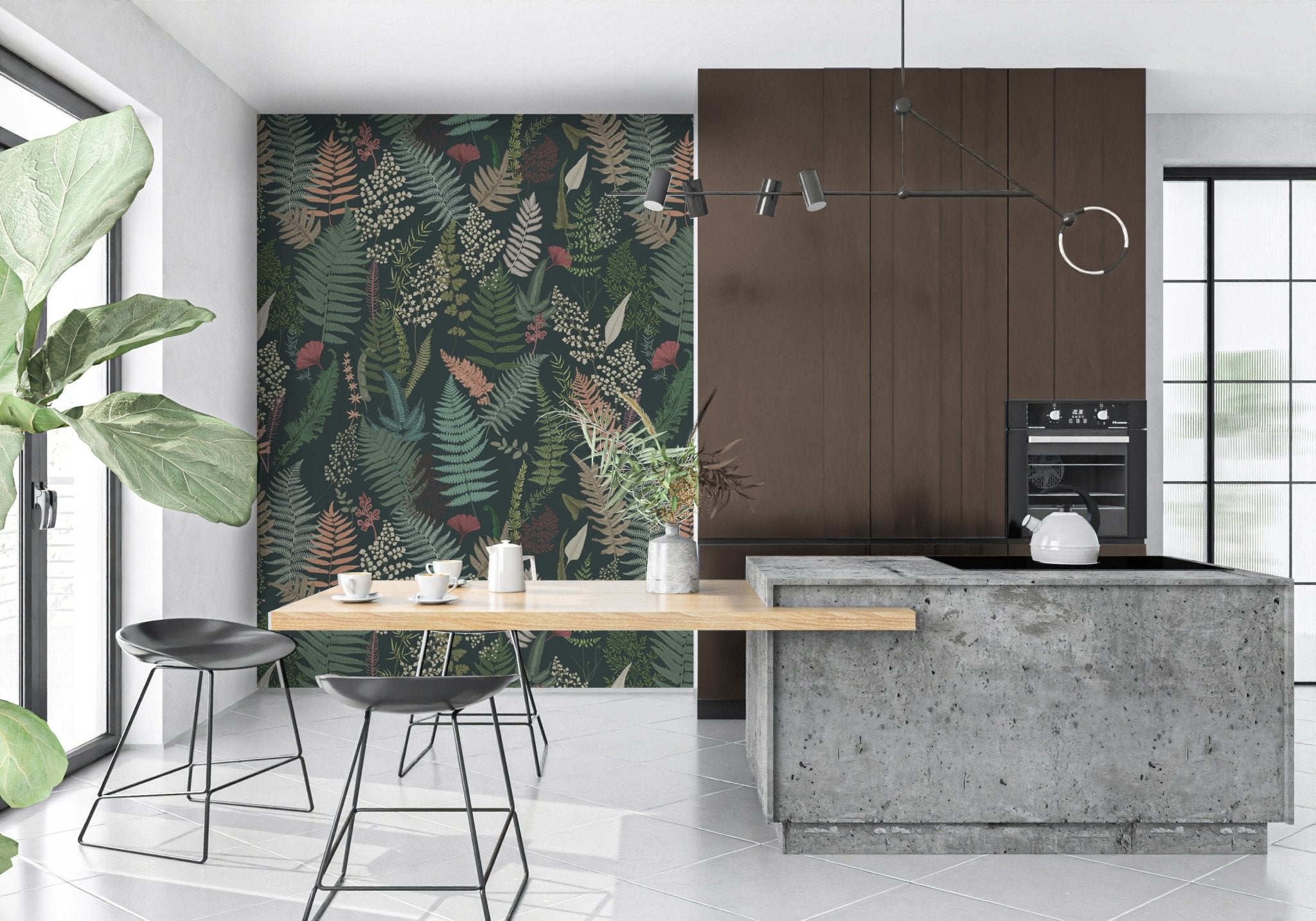 Papier peint feuille dense d'automne, mural concept, tendance