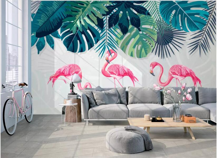 Papier peint Flamant rose élégant - papier peint sur mesure francais - muralconcept