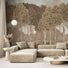 Papier peint grands arbres illustré, mural concept, tendance