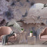 Papier peint grues japonaises, mural concept, tendance
